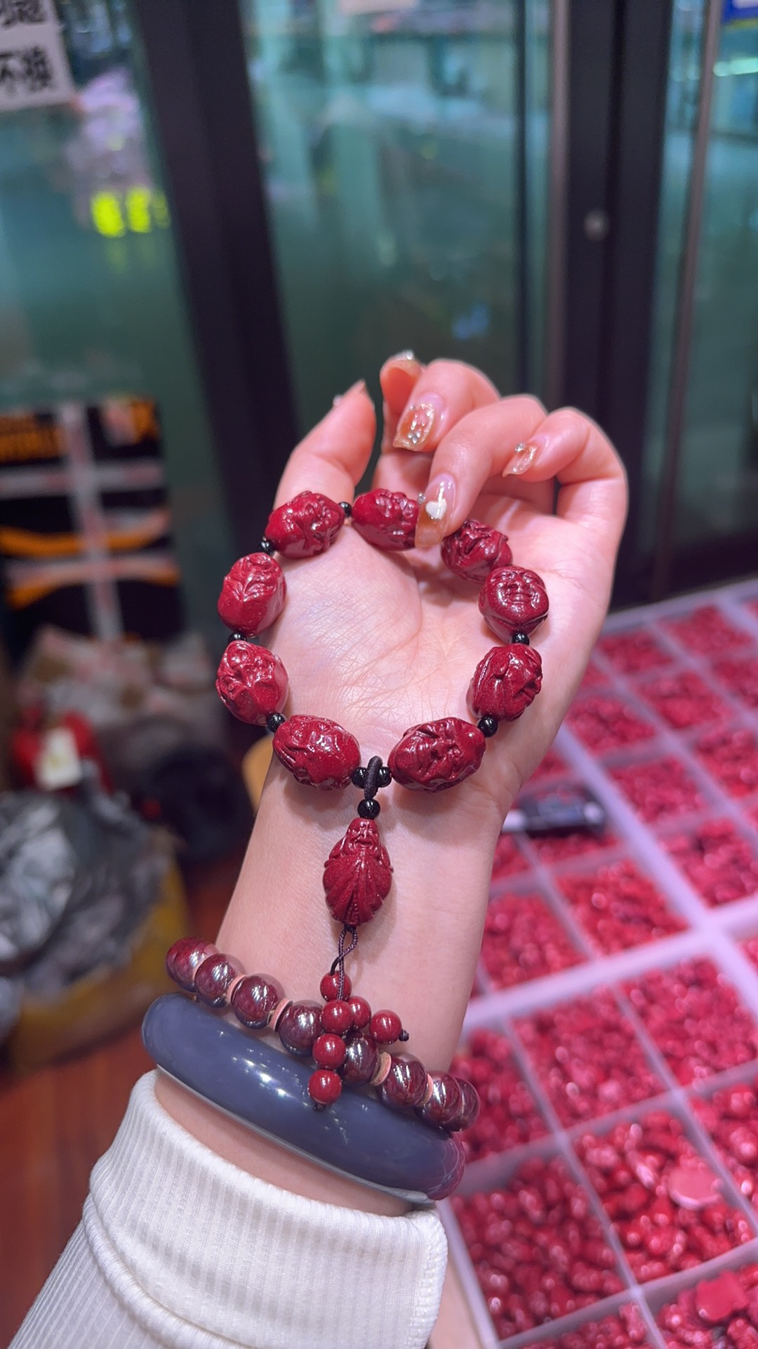 含辰砂工艺品正品保真高含量紫金砂十八罗汉手链男士朱砂手持车挂