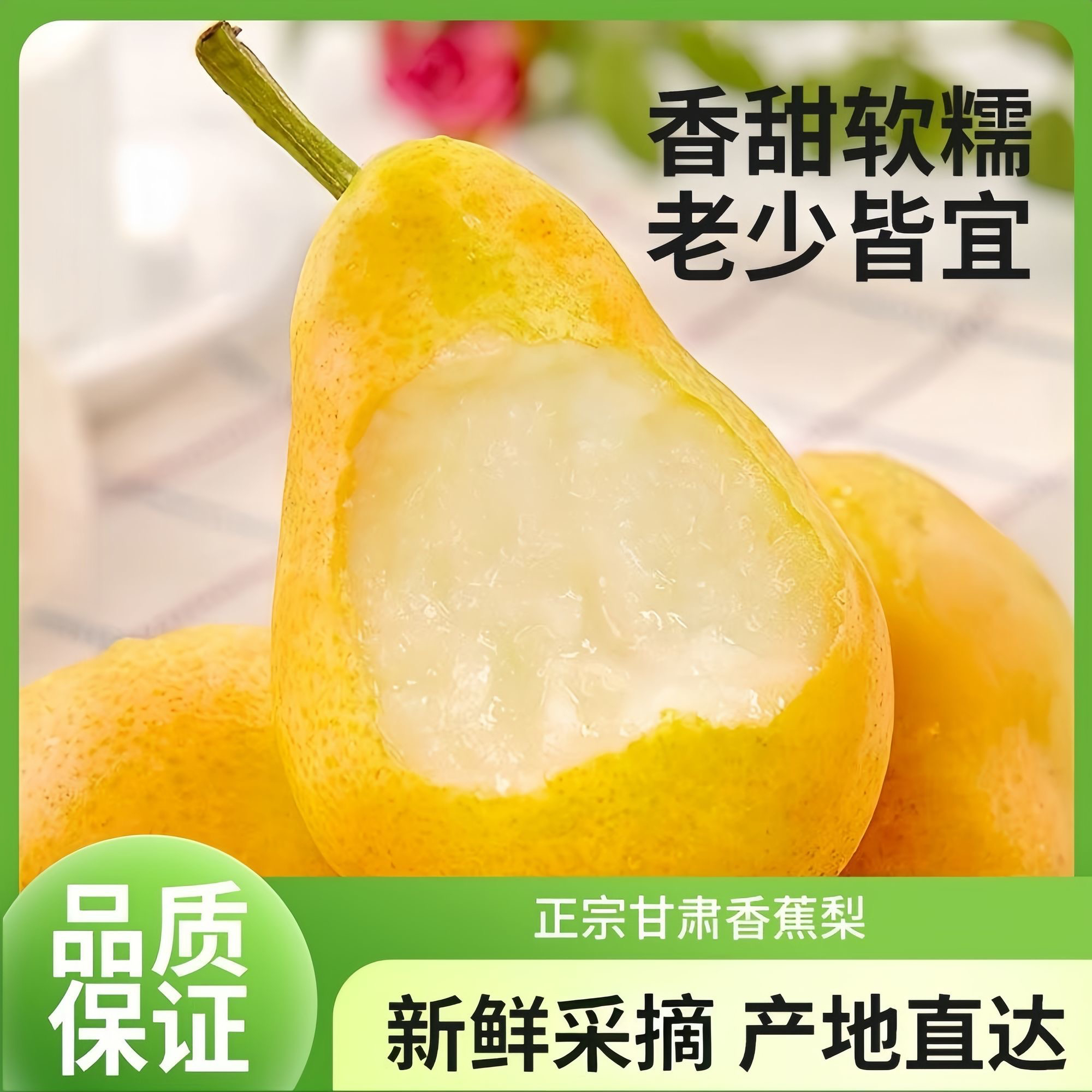 正宗甘肃太婆梨天水香蕉梨巴梨啤酒梨新鲜大头梨茄梨软梨一整箱