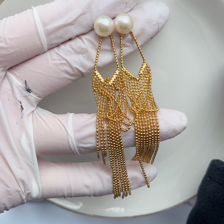 淡水珍珠耳饰合金