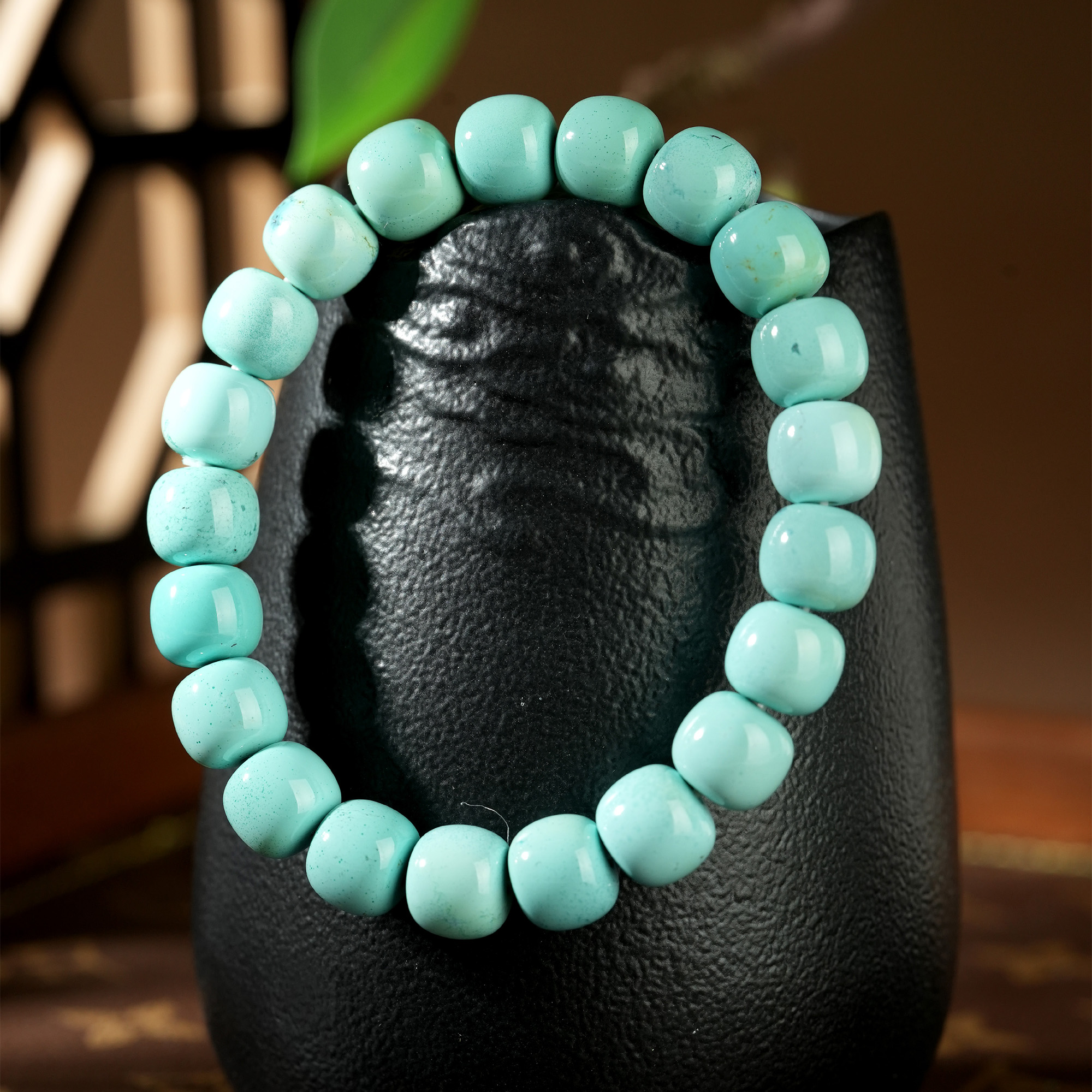 【东方灵玉精选好物】天然原矿绿松石高瓷精品时尚气质老型手串