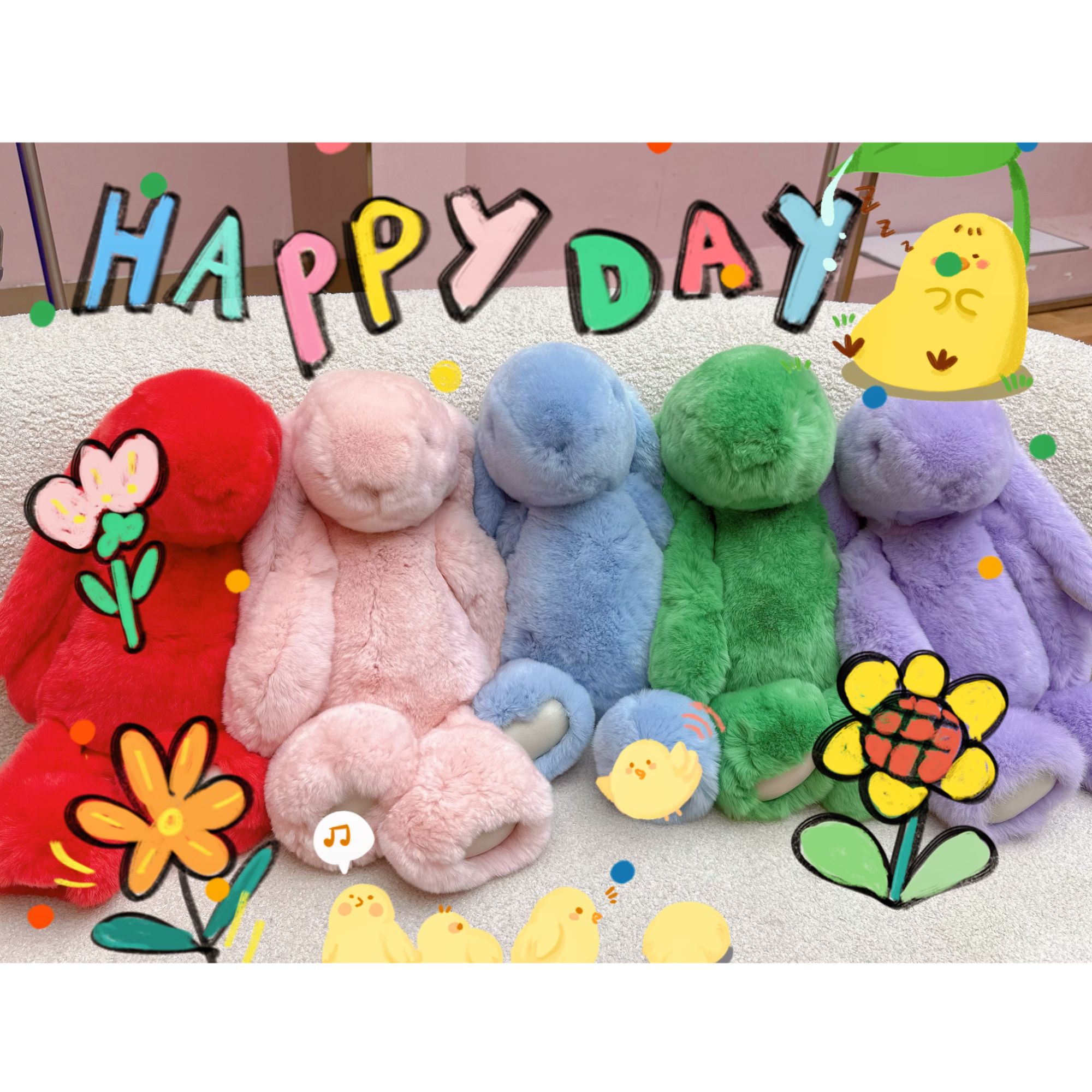 Qixiaoyao 新款纯手工兔毛小兔子玩偶