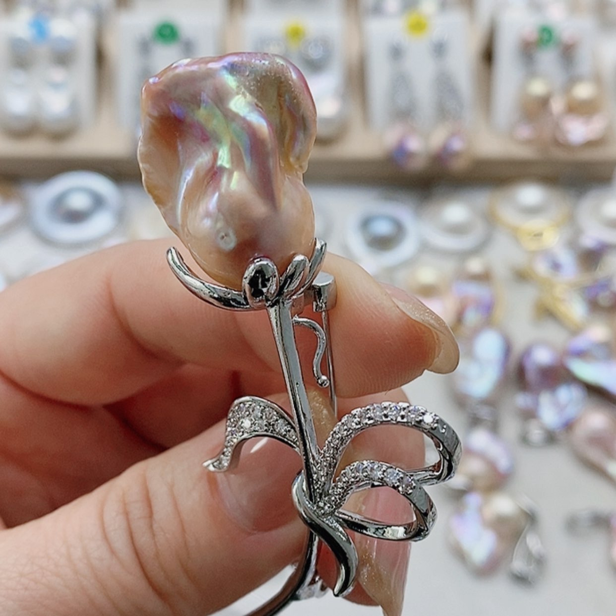 【闪购商品】淡水珍珠耳饰银S925镶嵌