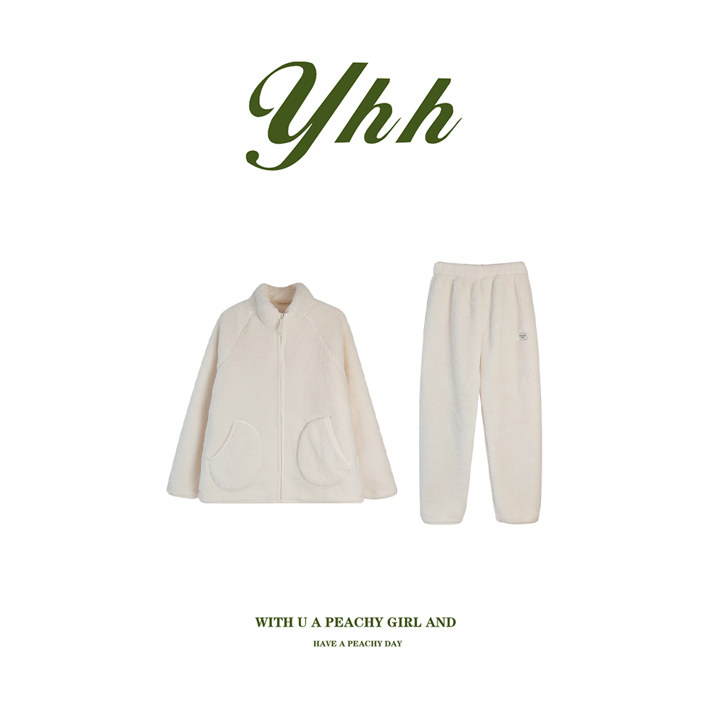 【余欢欢】冬季休闲百搭简约保暖居家服套装-YHW51132