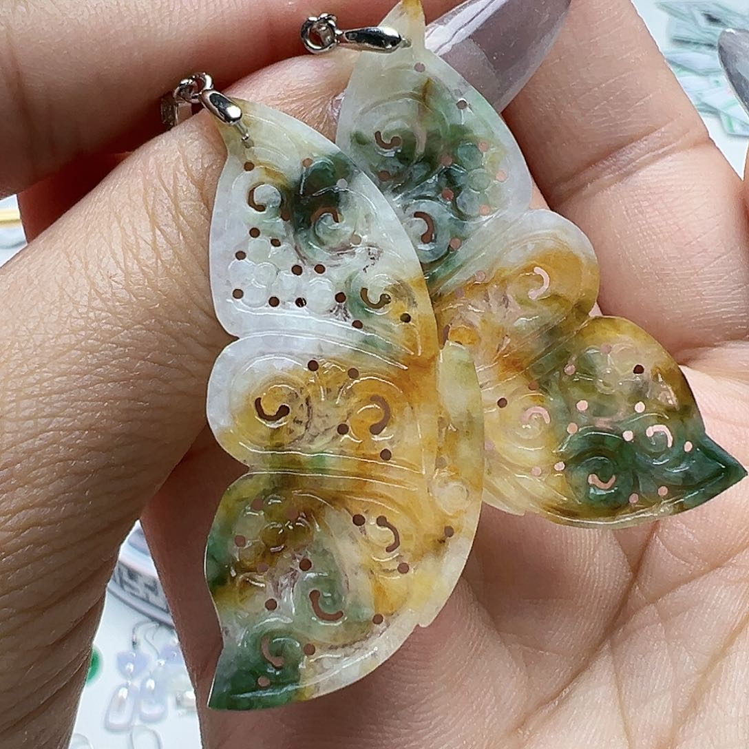 翡翠银S925镶嵌耳饰吉****姐天然缅甸A货翡翠