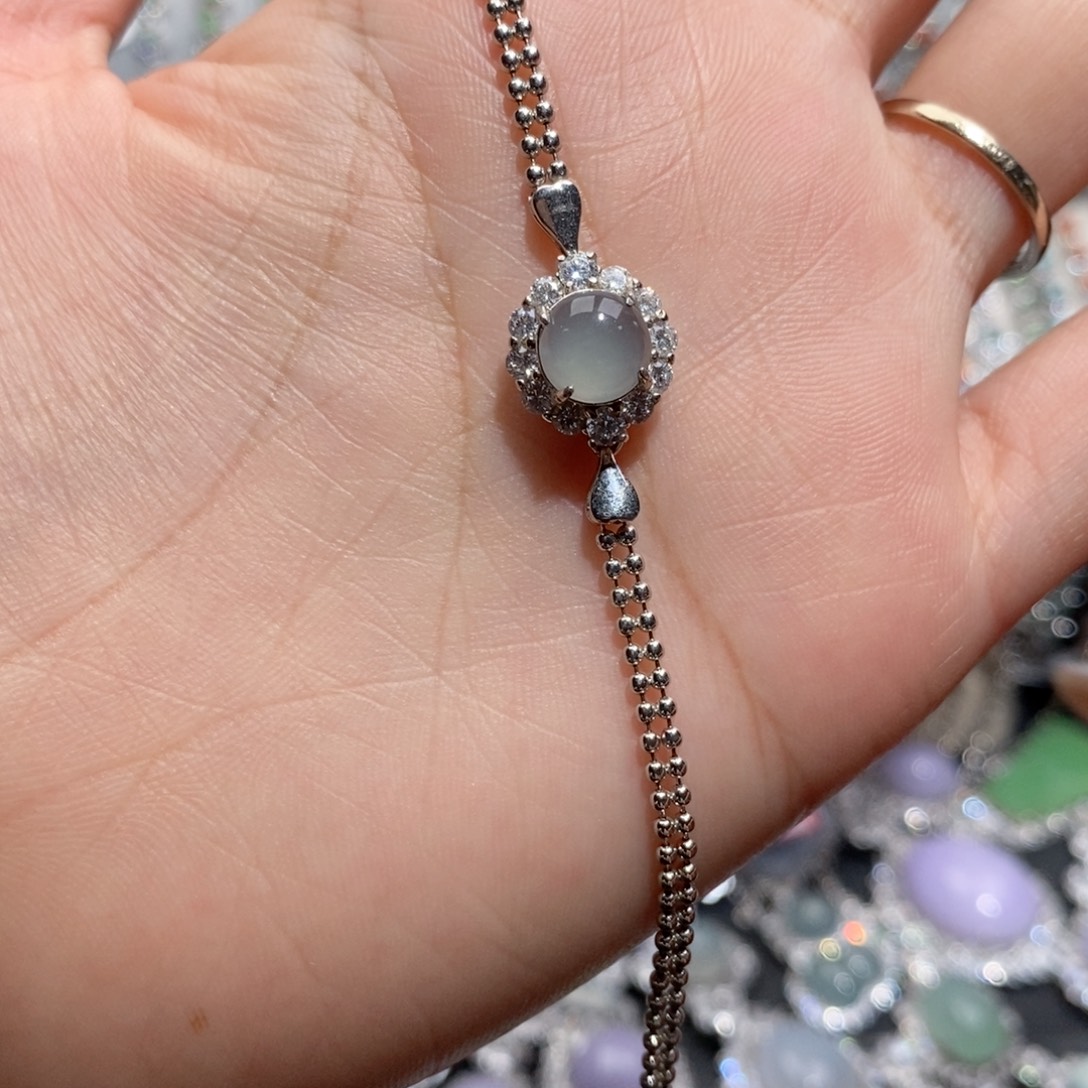 银S925镶嵌翡翠手链c c c