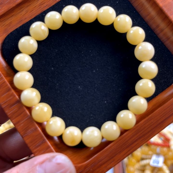 琥珀手链未镶嵌专****务天然俄料妖花圆珠手串9MM