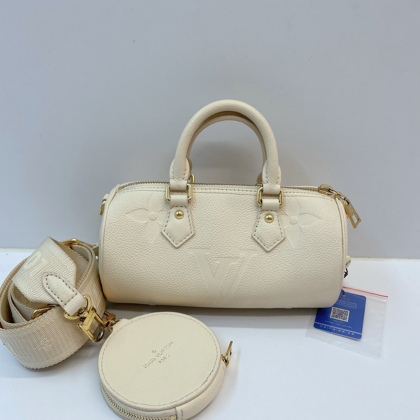 95新 LouisVuitton/路易威登 98新 bb巴比龙包 奶油白色包  小号