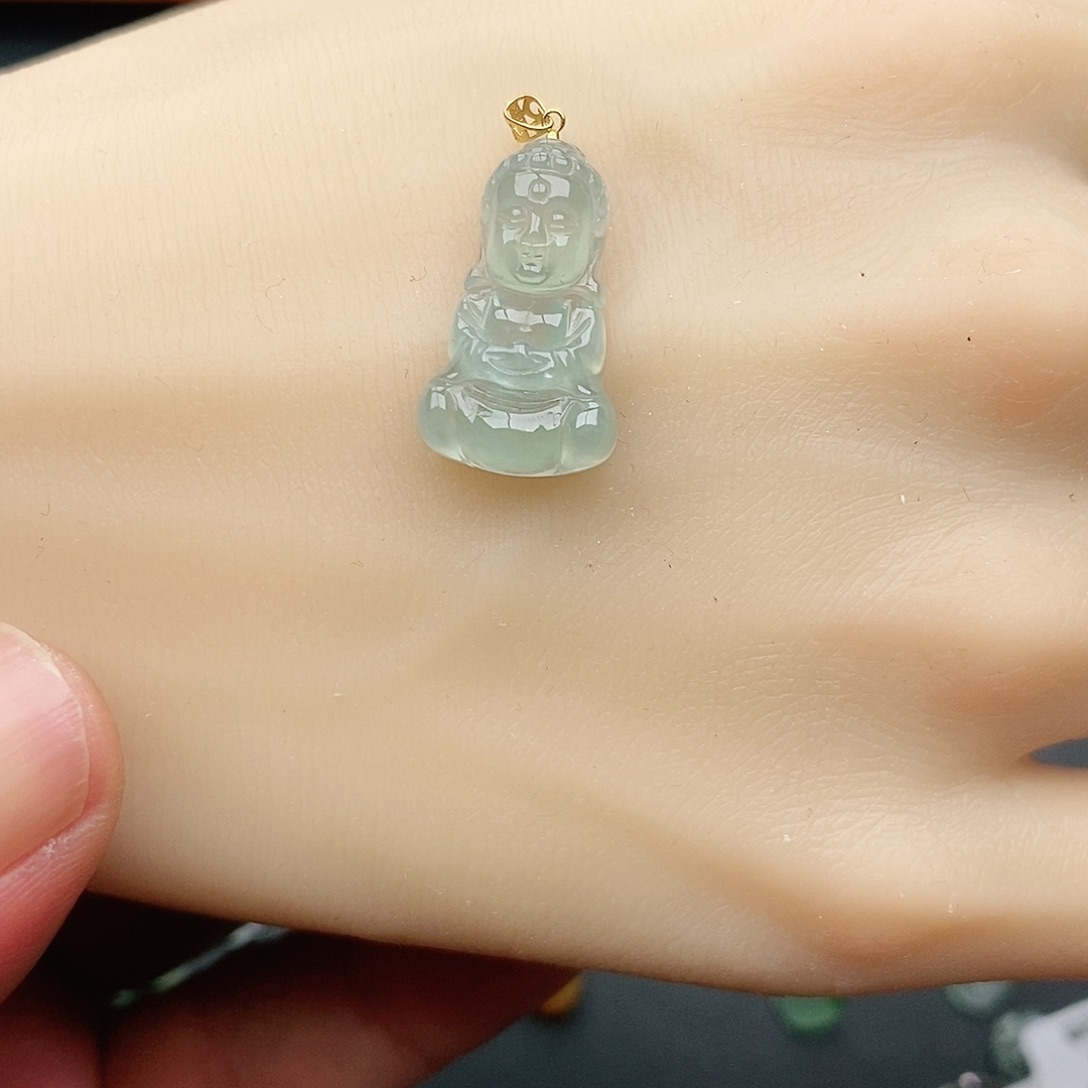 翡翠颈饰18K金镶嵌永**弃吊坠