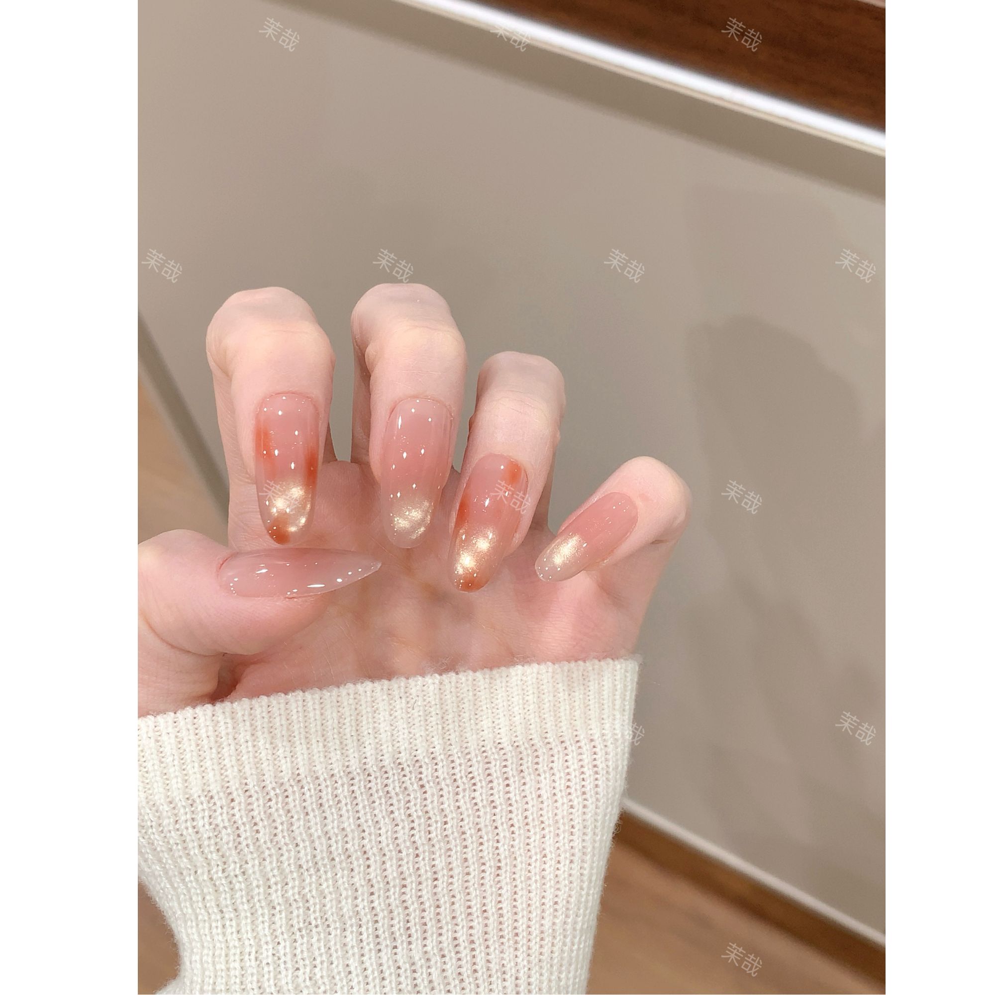 茉哉W现货【薄雾摩卡】纯手工定制美甲拆卸穿戴甲A5100 