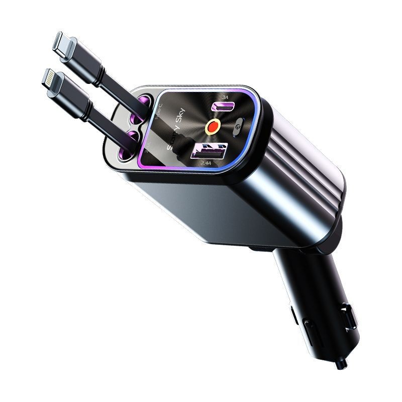 点烟器转换器星空顶车载充电器240W超级快充一拖四多功能车充电器