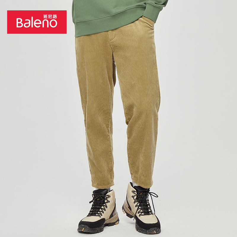 班尼路男装休闲纯棉长裤橡筋腰保暖灯芯绒锥型裤BO8822315M007