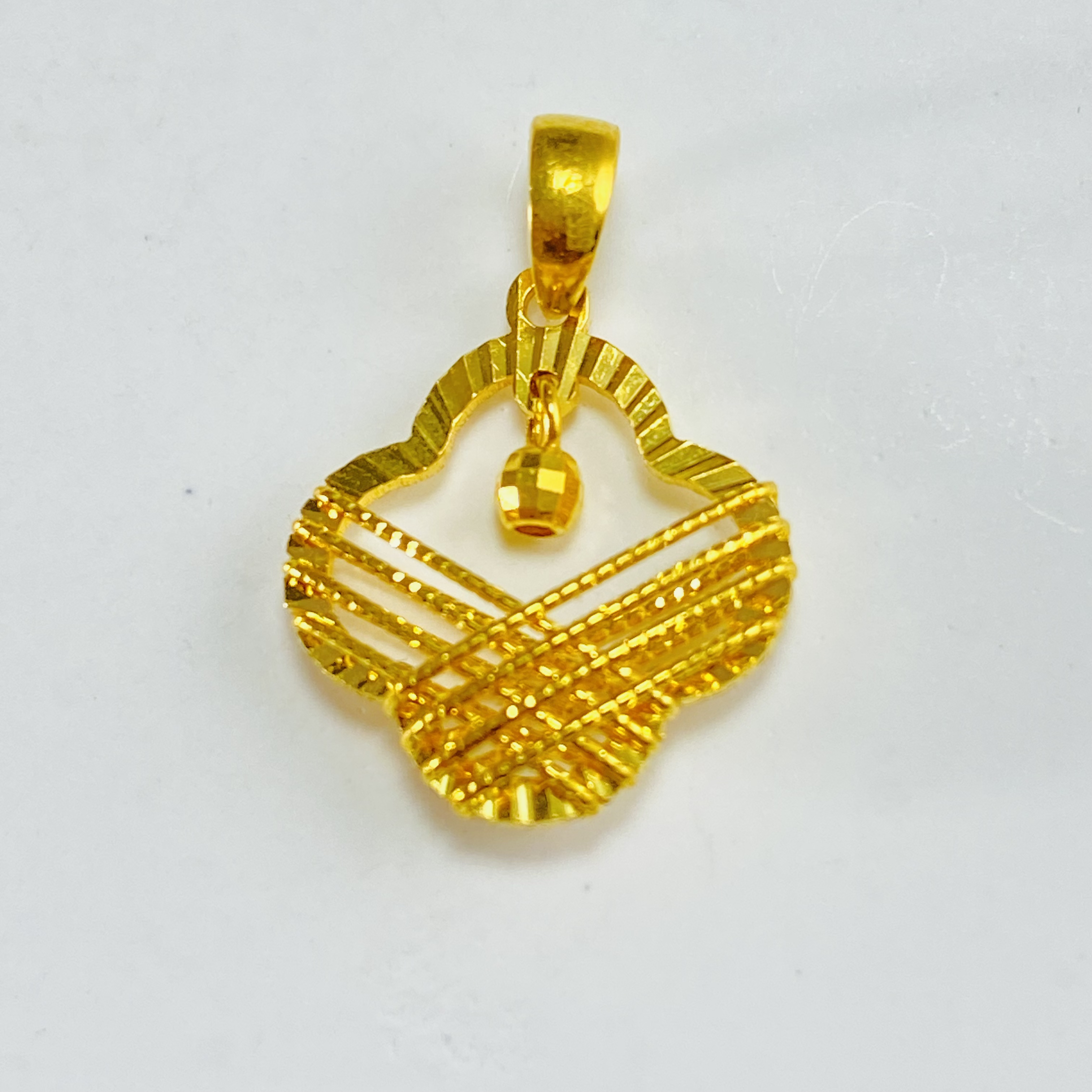 足金999 黄金花丝幸运草提溜吊坠 1.4