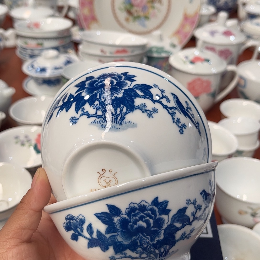 醴陵高温瓷老厂瓷微瑕12.3厘米2个