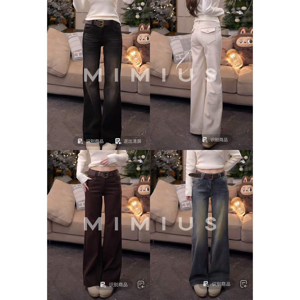 【mimius】U 四面弹加绒加厚显比例中腰微喇牛仔裤/不含腰带WG11118