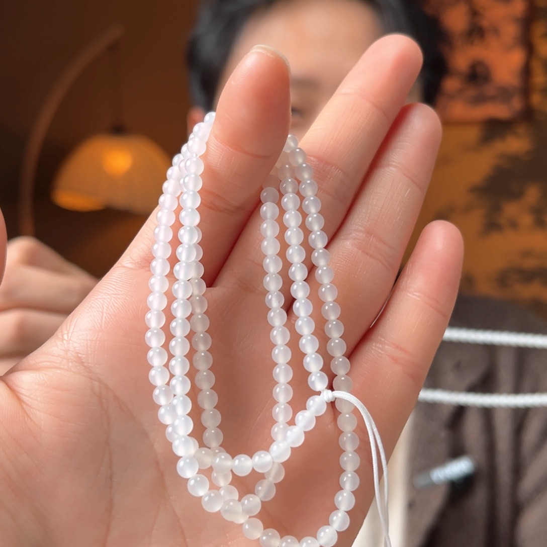 颈饰未镶嵌和田玉青海白玉4mm不换珠230