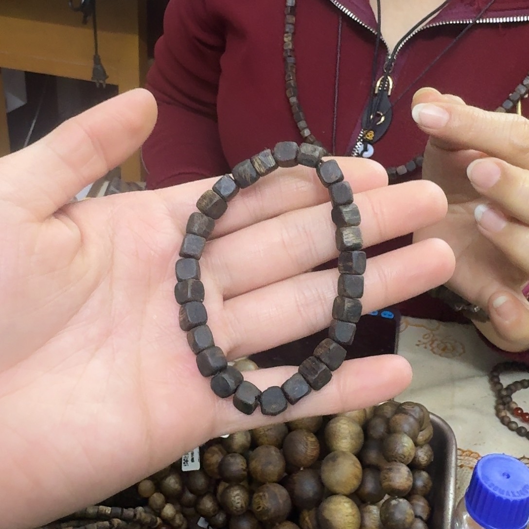 沉香木手串白棋沉水方珠单圈 0.7-7 克多样性发一
