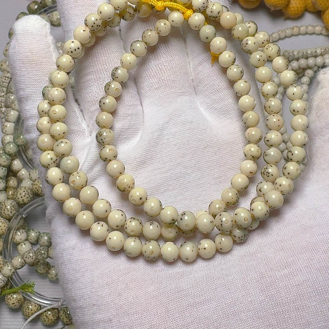 海***6手串星月菩提原生态石玉料卡6圆珠脖挂糯冰