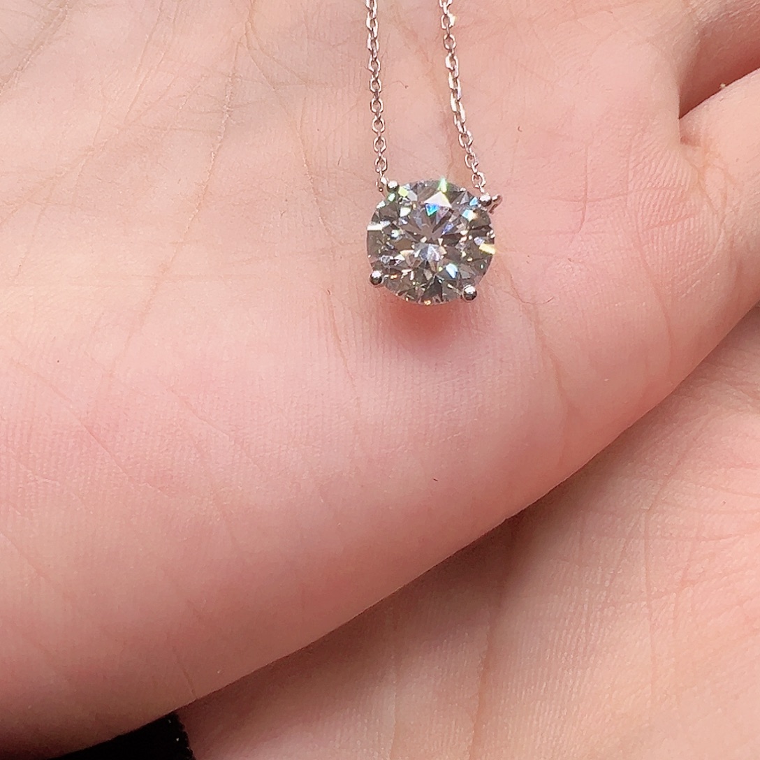 实验室培育钻石项链18K金镶嵌2.049ct K白四爪单钻项链45cm