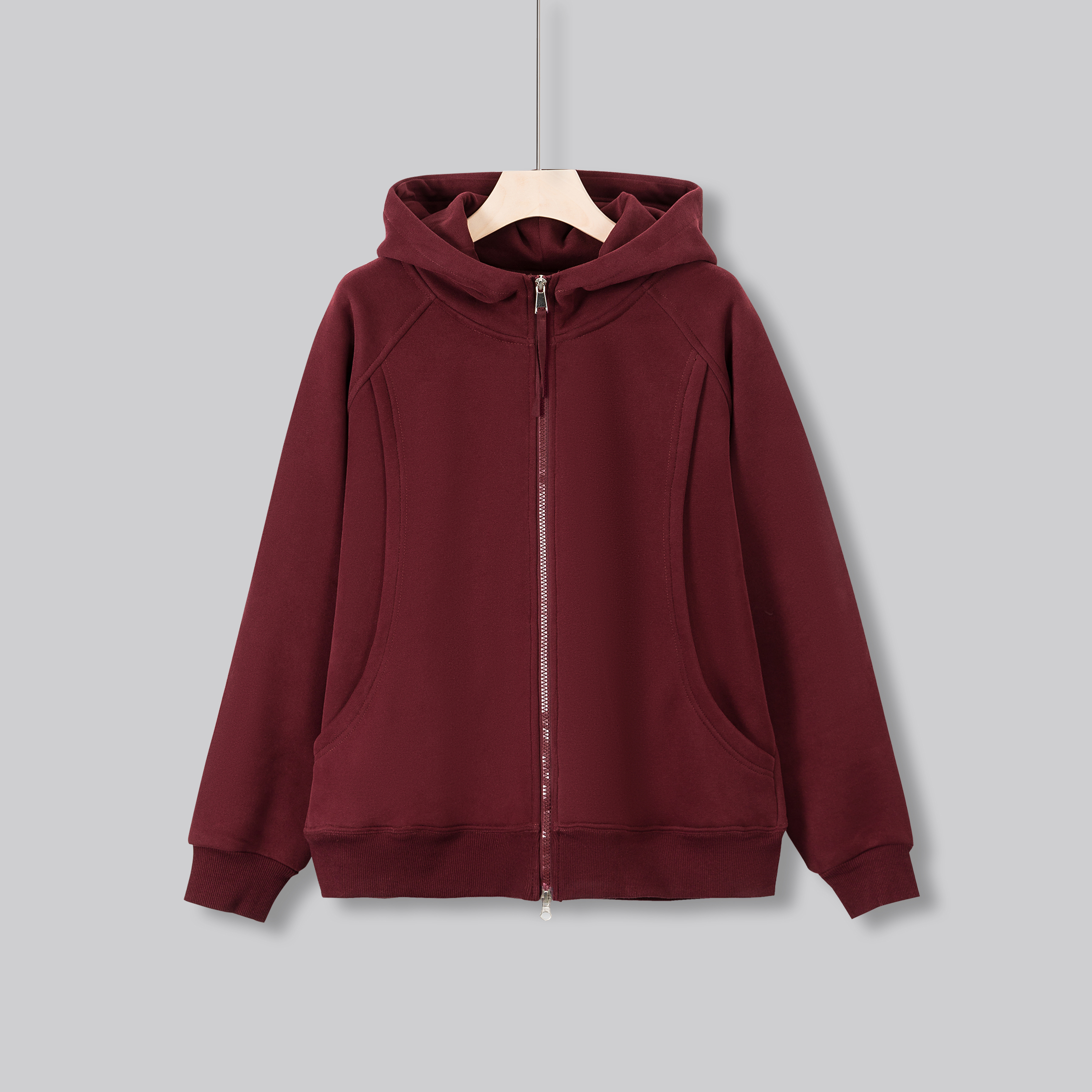 华棉420克奥粒绒【冬季女款】插肩袖连帽卫衣5065J