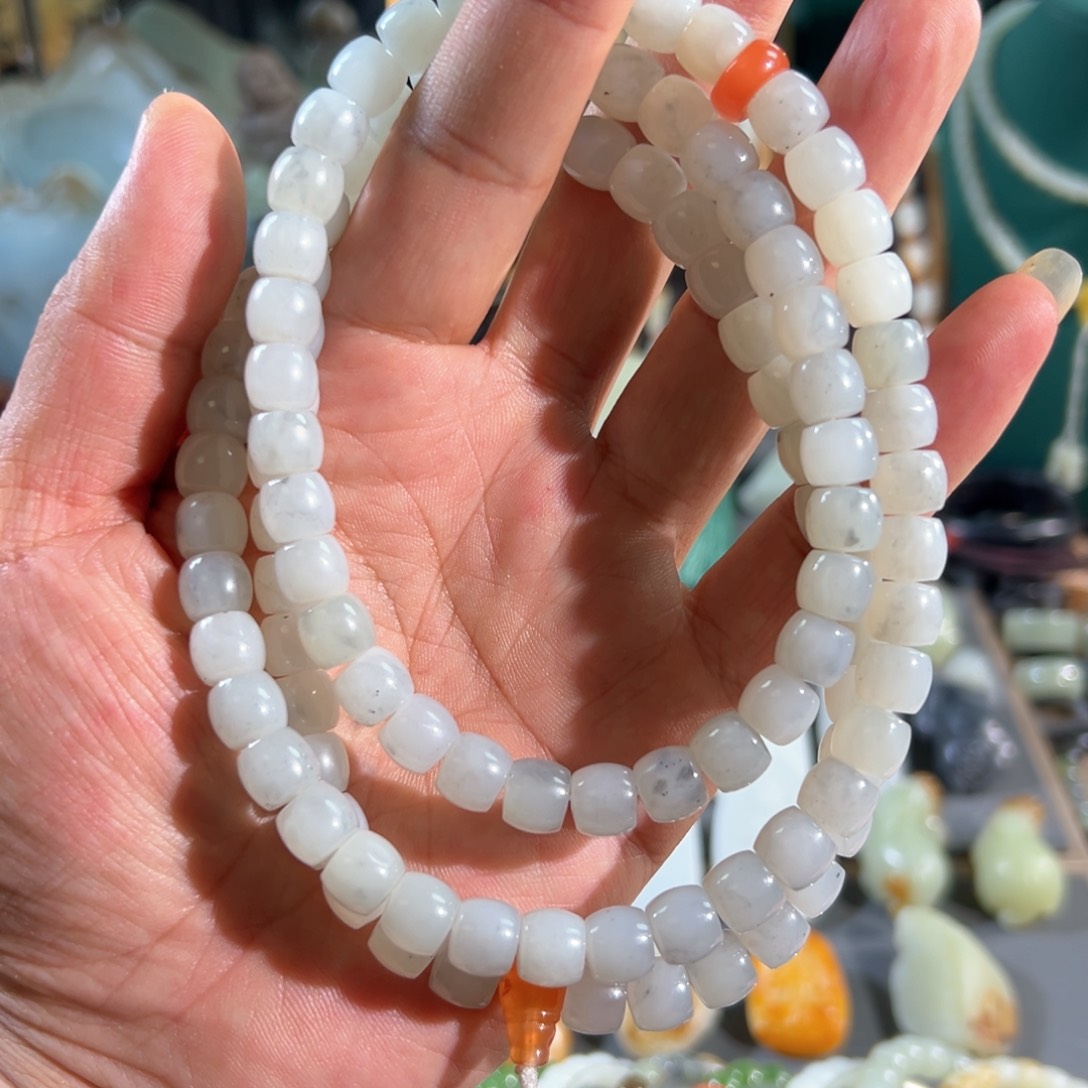 和田玉手链未镶嵌黑山料