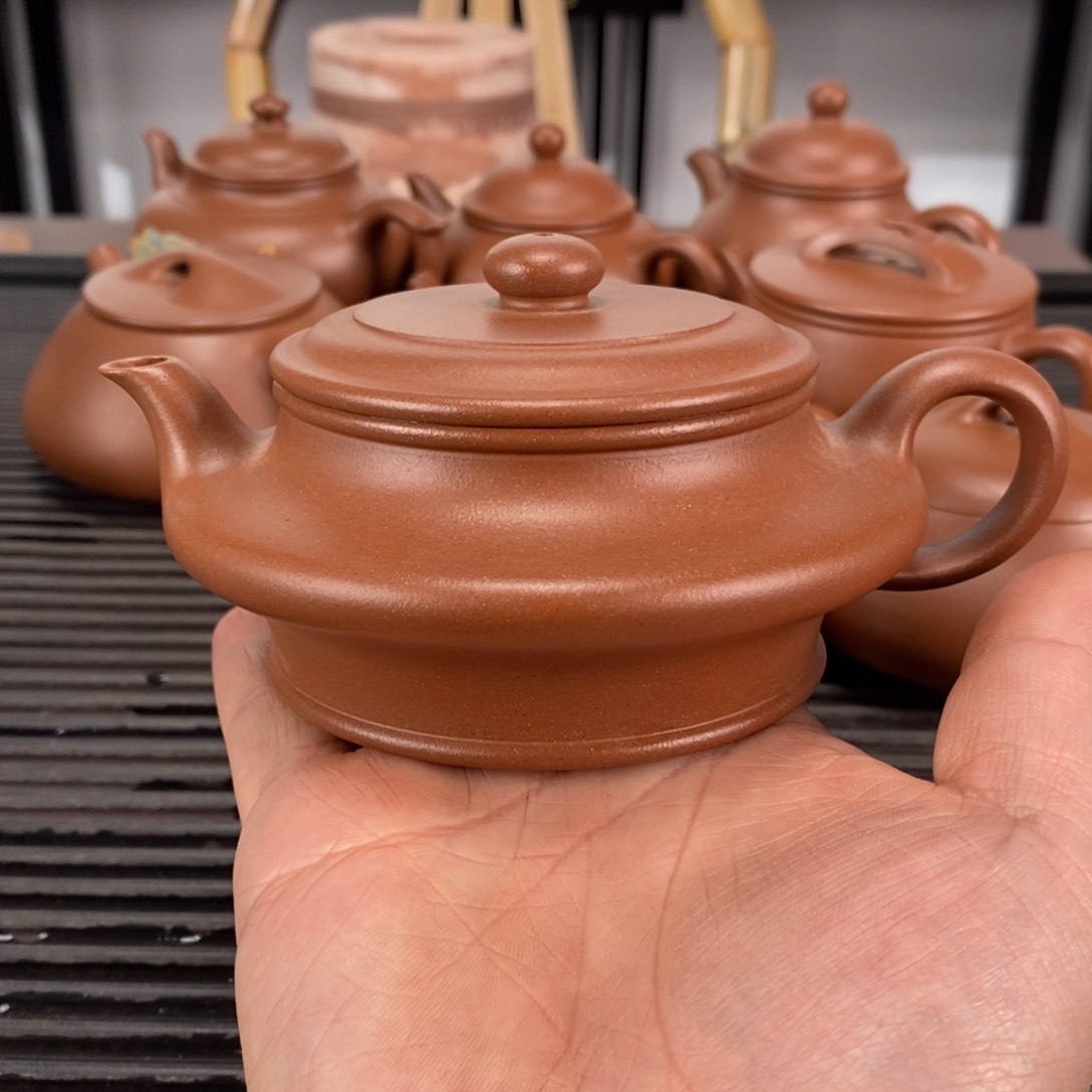 紫砂茶壶台西紫泥虚扁容量170毫升