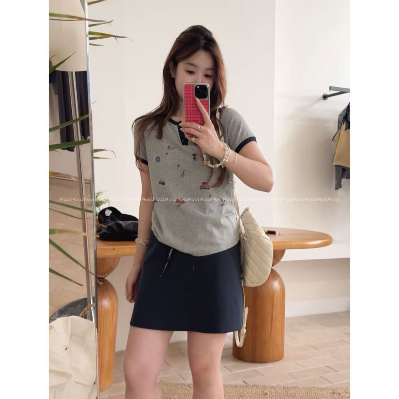 【mooi】'生活续集'夏季新款韩版ins风小众设计感T恤