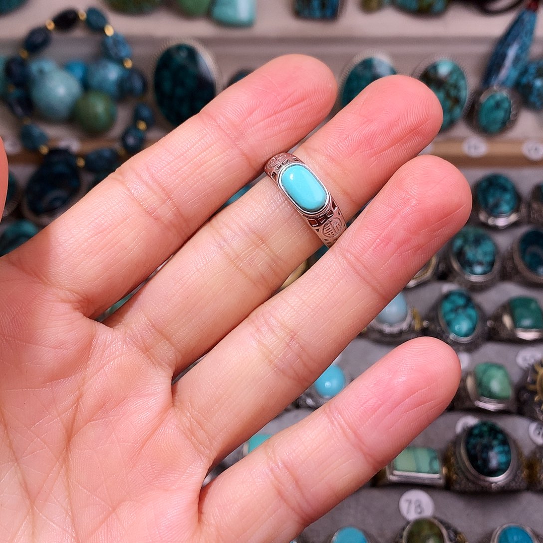 绿松石挂件银S925镶嵌