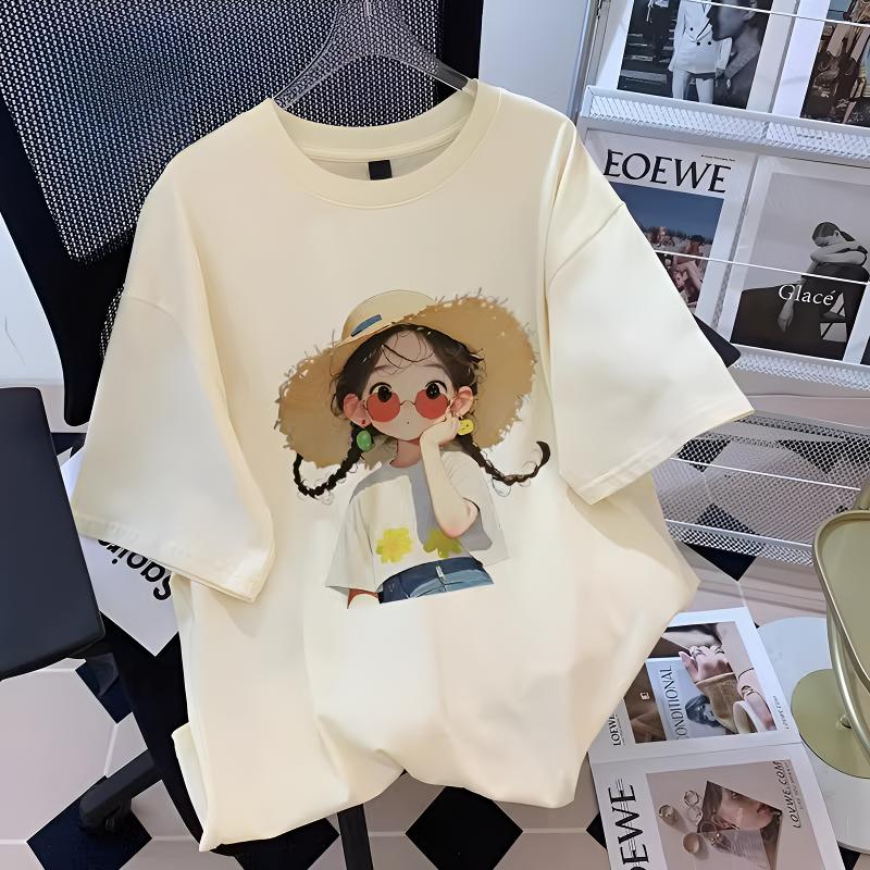 女童纯棉短袖t恤时髦中大童洋气夏装上衣2025儿童清新圆领上衣8岁