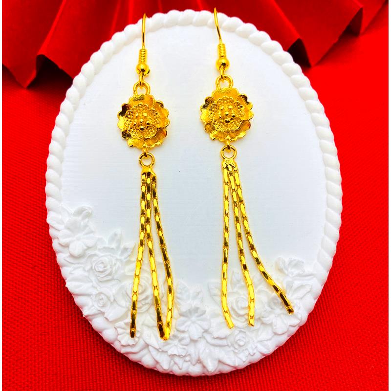 铜合金耳饰 【鲜花流苏耳钩】时尚不掉色百搭长款经典流苏气质耳环