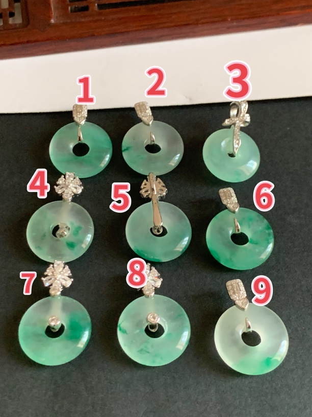 非洲翠925银甜甜圈飘绿吊坠〈多样性发货，发其一〉