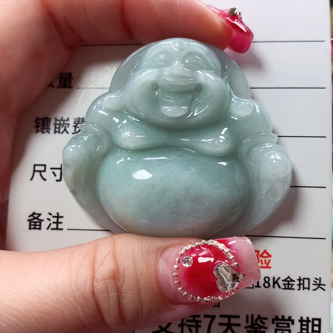 翡翠颈饰未镶嵌佛公，有棉，介意勿拍