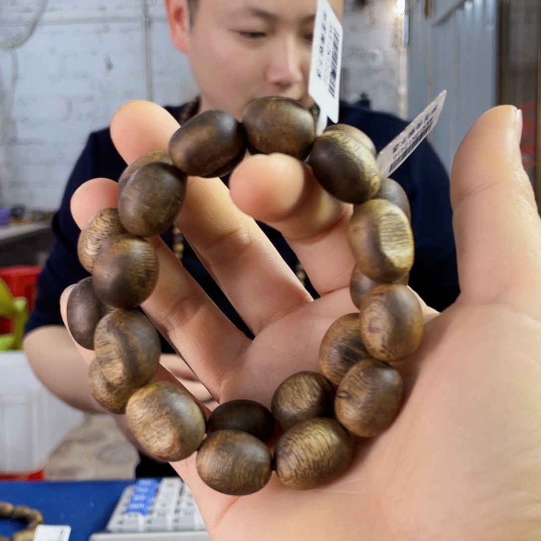 沉香手串海南老白棋留疤单圈13克多样性发一