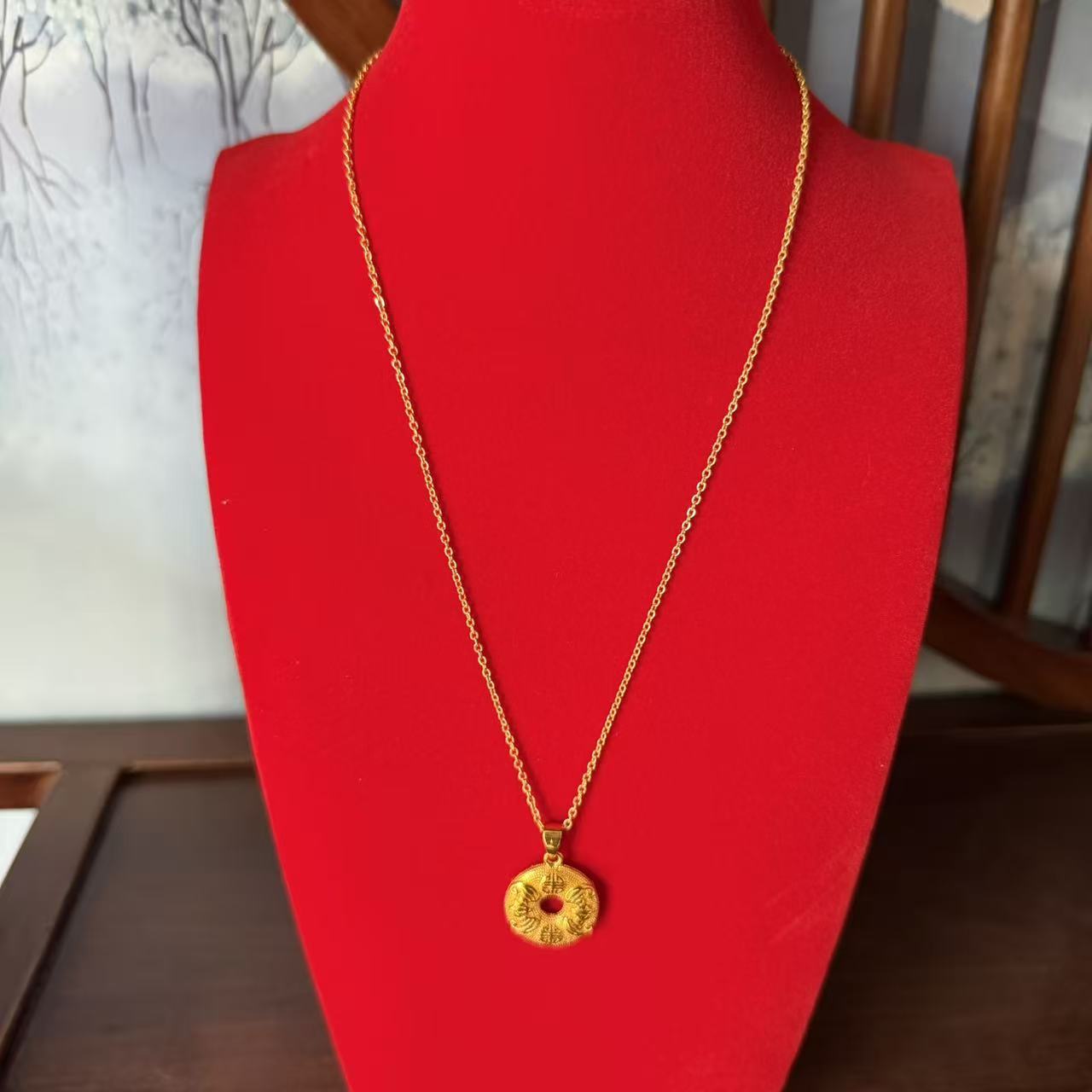 经典百搭简约大气平安扣吊坠赠链