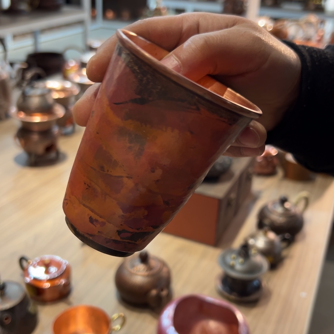 铜火烧凹坑可乐杯