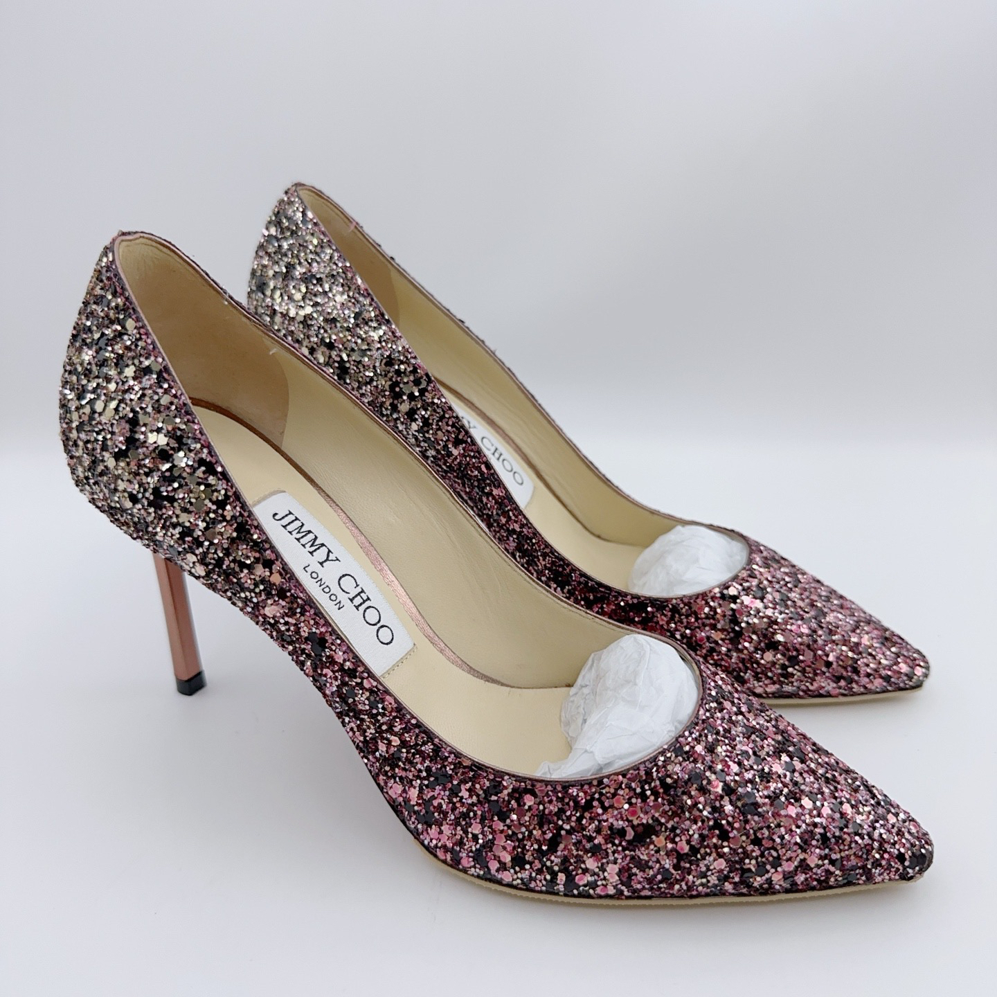 95新 JIMMY CHOO/吉米周 37码/亮闪片高跟鞋/01680