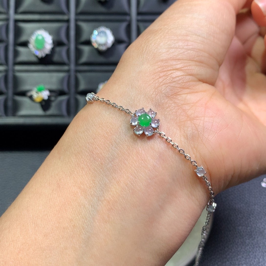 翡翠银S925镶嵌手链