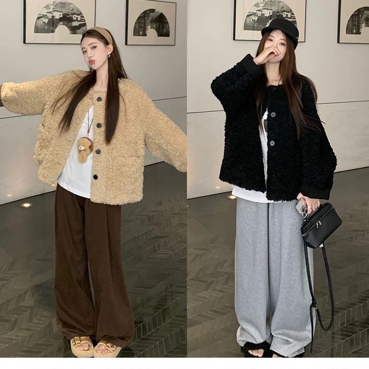 慵懒风环保减龄上衣秋冬款宽松加厚小香风外套短款时尚休闲