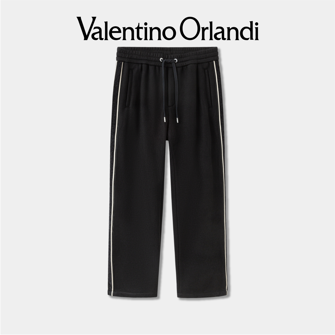 男士秋冬B版简约百搭撞色条纹加绒针织直筒裤潮流卫裤1VK355284