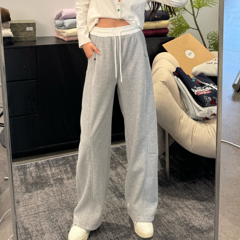 W-「果儿专属」2024加绒加厚女冬季撞色腰休闲裤BY-241276