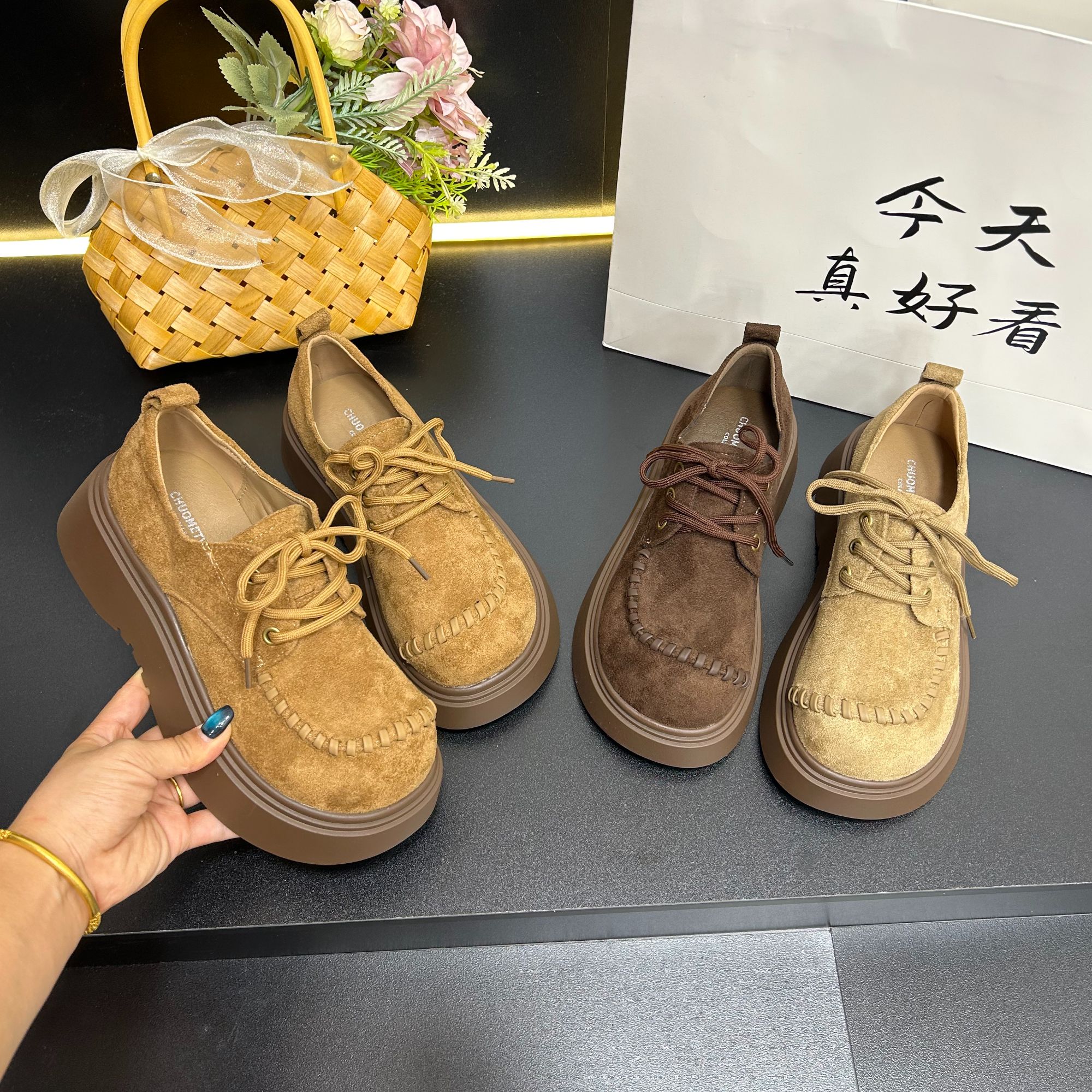 超火全包勃肯鞋女2025秋季新款厚底增高小个子乐福鞋复古松糕单鞋