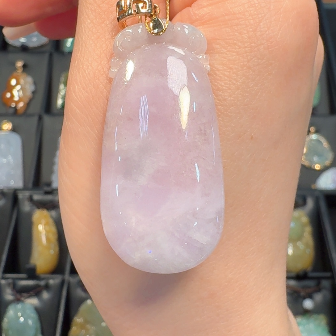 翡翠挂件18K金镶嵌福瓜