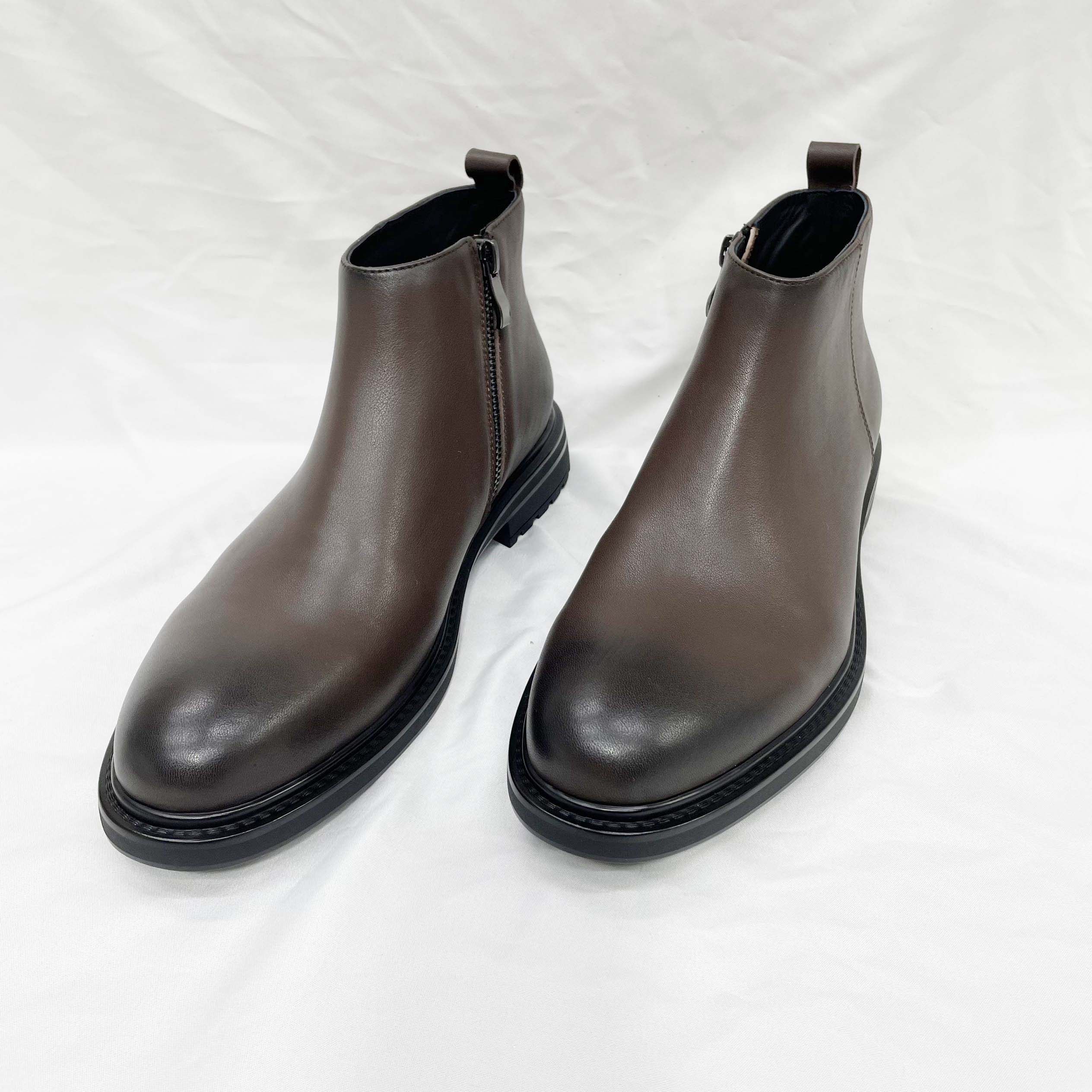 软面软底真皮男士切尔西靴拉链厚底高帮皮鞋男2025新款秋冬马丁靴