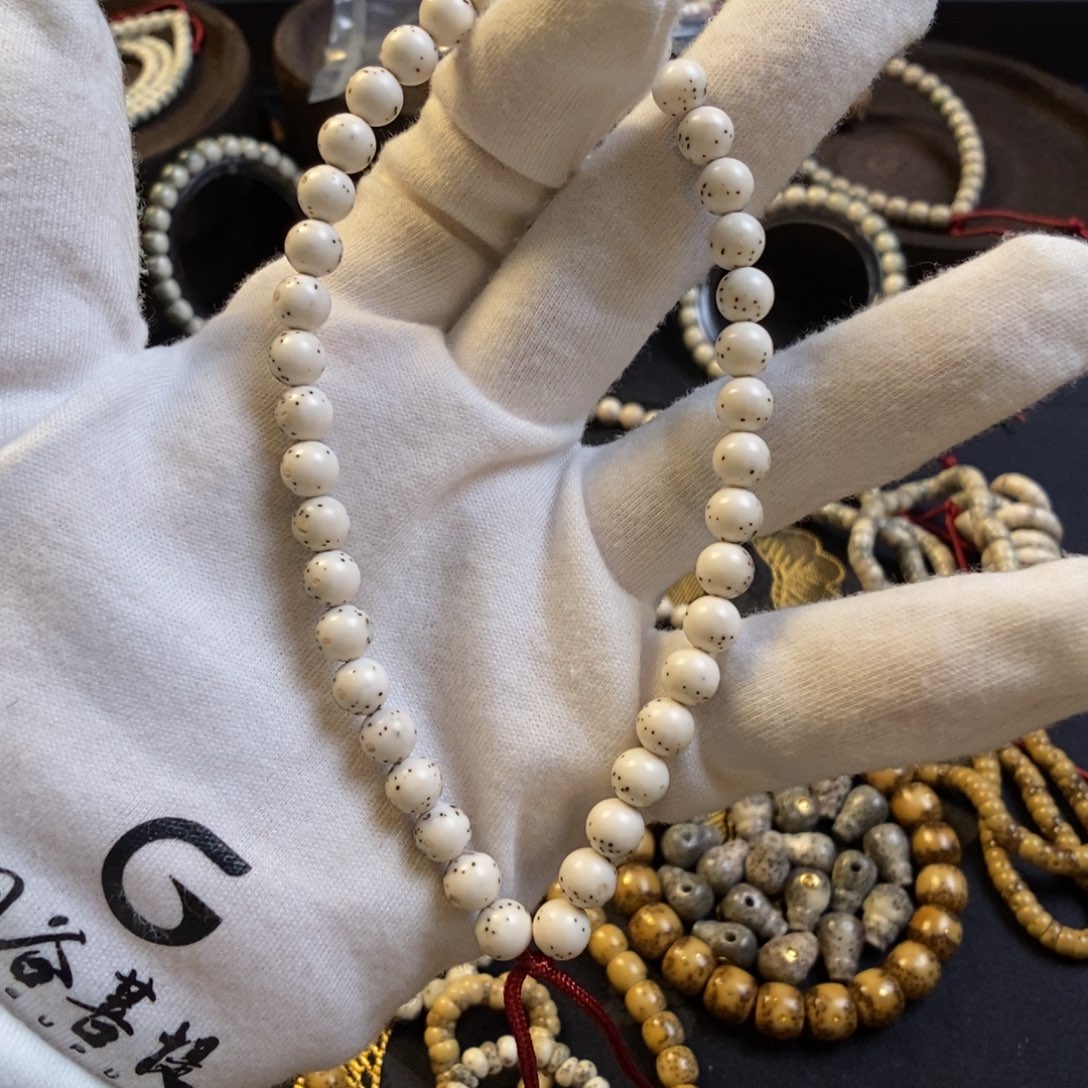 星月菩提手串骨瓷白小龙蛋手持7正圆