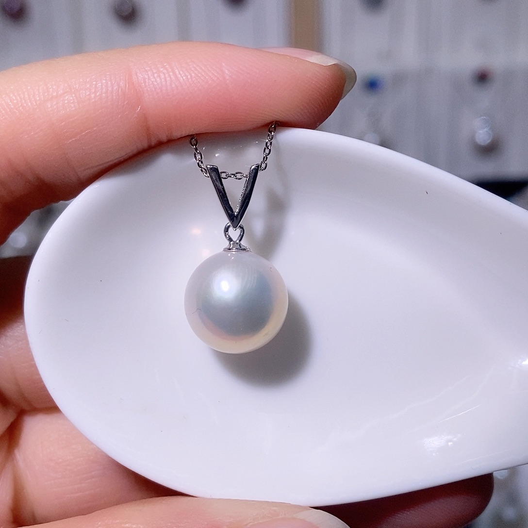 淡水珍珠吊坠(赠链)银S925镶嵌尺寸11/12毫米