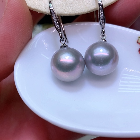 淡水珍珠耳饰银S925镶嵌