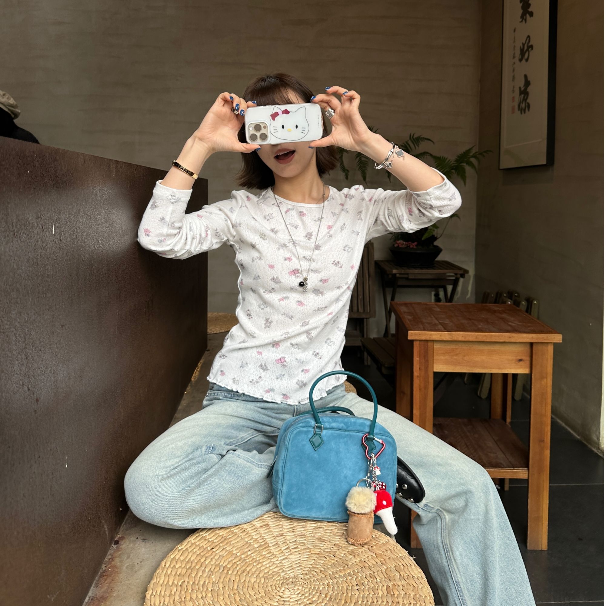 【NO退NO换】Our2【小香透透T】设计款显瘦纯棉印花圆领长袖T【X5213】