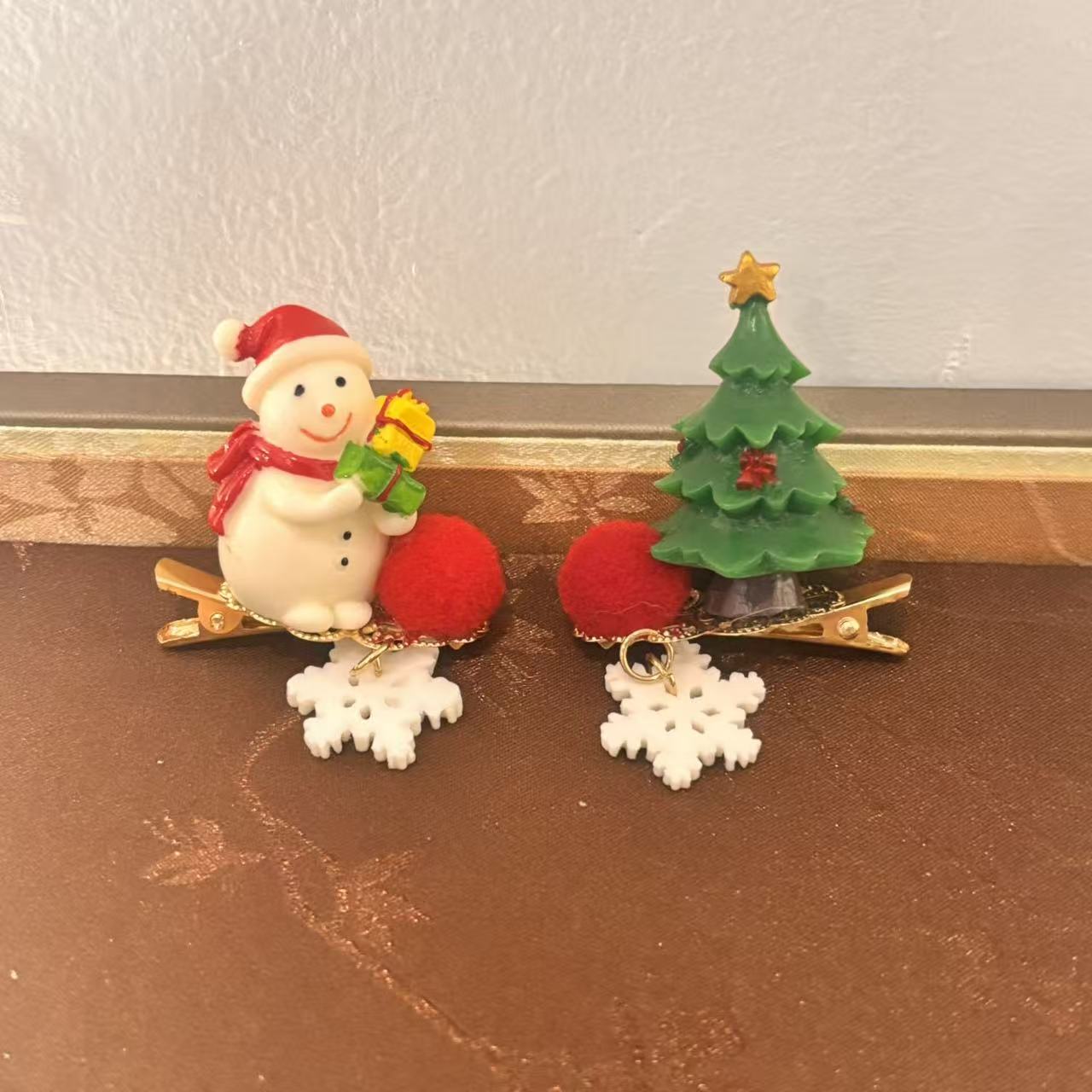 古风汉服配饰雪人圣诞树对夹