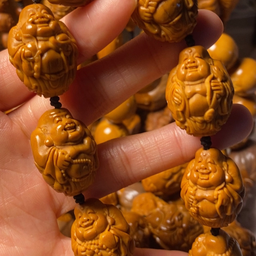 善***品橄榄核手串/手链弥勒筋线明显