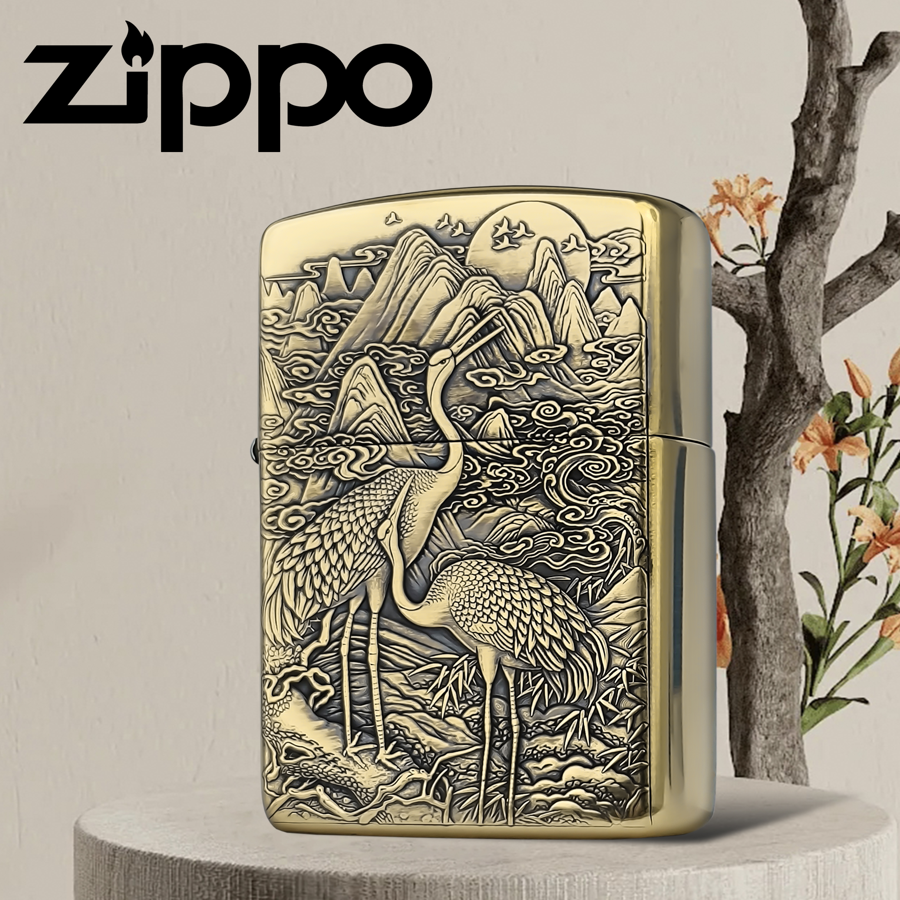 ZIPPO/之宝打火机 仙鹤 162盔甲机 防风煤油DY168084ZM【之魅独家】