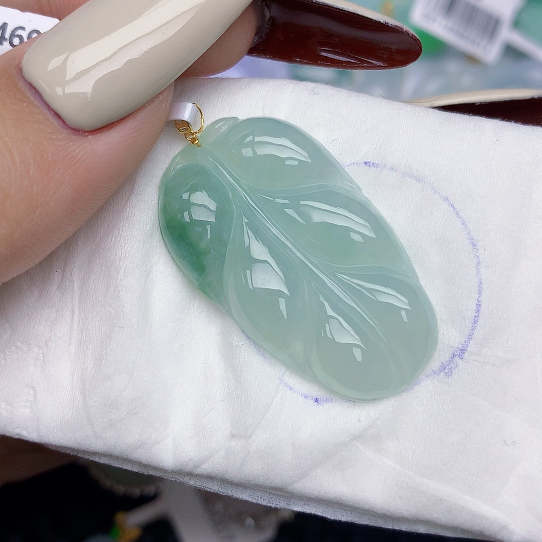 翡翠18K金镶嵌颈饰天然缅甸翡翠a货百元以上9元证书费自理